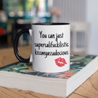 Kiss My Assadocious Funny Handwritten Two-Tone Coffee Mug
