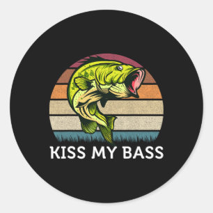 Kiss My B Cute Vintage B Fishing Design Classic Round Sticker