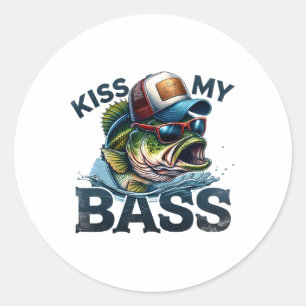Kiss My-b Funny Fishing Fisherman Women Men Classic Round Sticker
