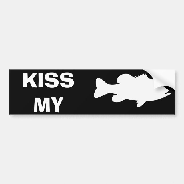 Kiss my Bass - funny bass fishing Bumper Sticker (Front)