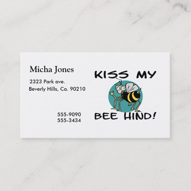 Kiss My Bee Hind Business Card (Front)