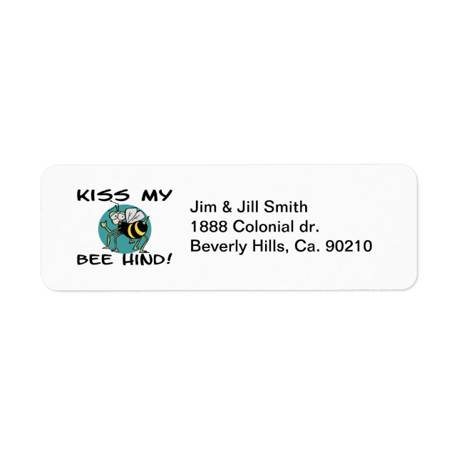 Kiss My Bee Hind Return Address Label (Front)