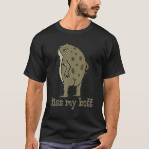 Kiss My Butt Green Frog    Men Women T-Shirt