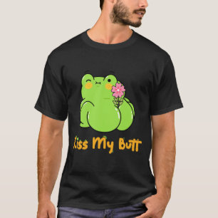 Kiss My Butt Green Frog Png, Funny Frog, Funny  T-Shirt