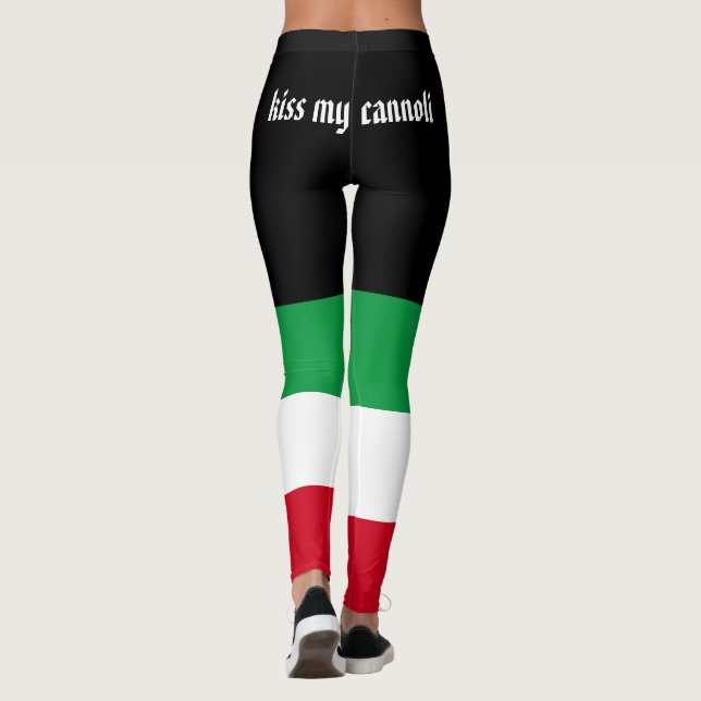 Kiss my cannoli funny Italian flag Leggings (Back)