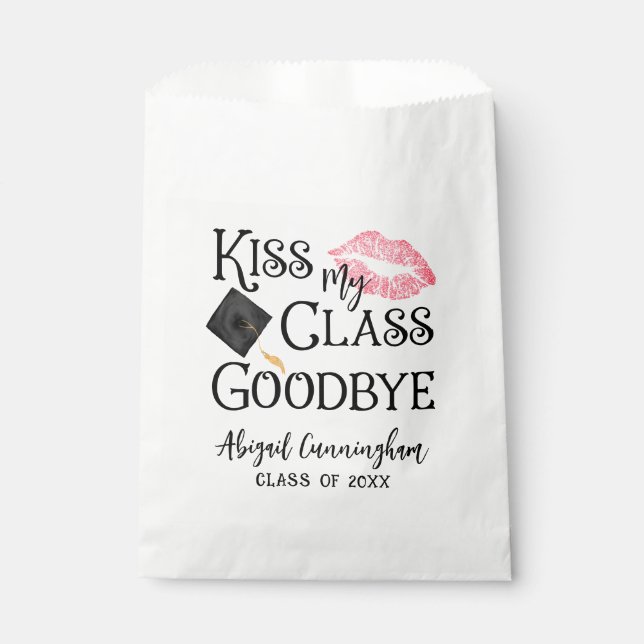 Kiss My Class Goodbye Funny Graduation Personalise Favour Bag (Front)