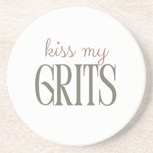Kiss my grits southern saying sage & wildflower coaster
