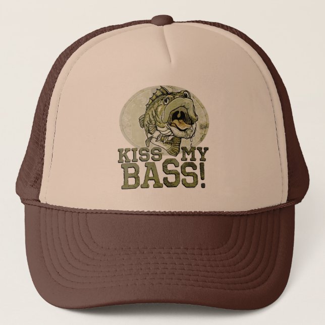 Kiss My Largemouth Bass by Mudge Studios Trucker Hat (Front)