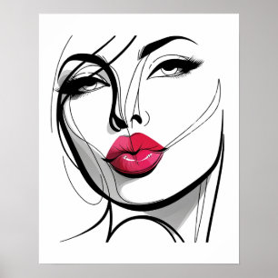 Kiss my Lips Girl - Line Art  Poster