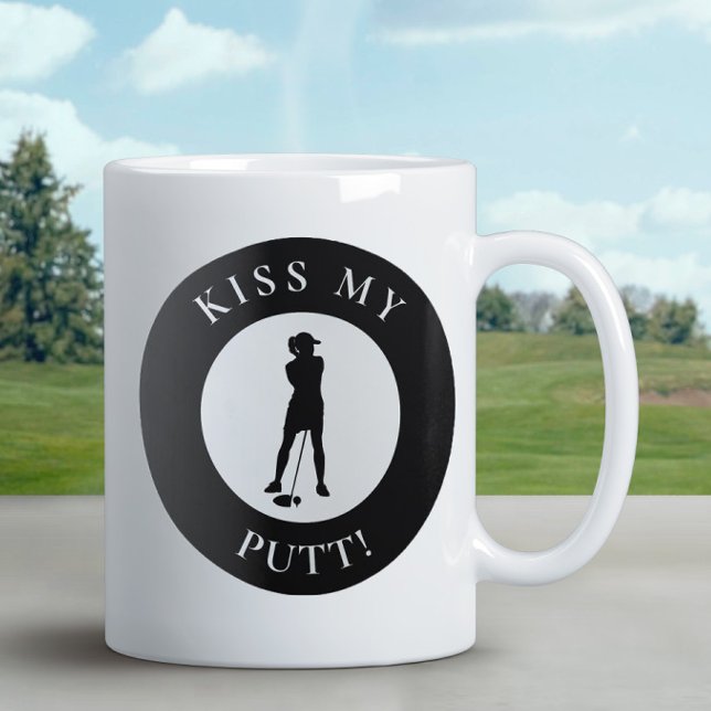Kiss My Putt Funny Golfer Humor Silhouette Black   Coffee Mug (Creator Uploaded)