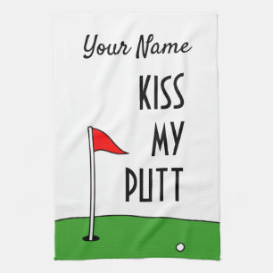 Kiss My Putt funny kitchen towel gift for golfers