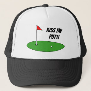 Kiss my putt funny sports hat for golfer