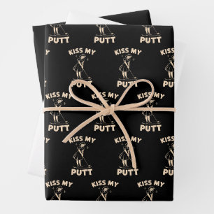 Kiss My Putt Retro Vintage 1940 Golf Golfer Lovers Wrapping Paper Sheet