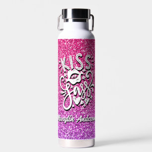 KISS MY SASS CUSTOM GLITTER TYPOGRAPHY WATER BOTTLE