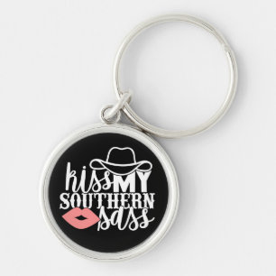 kiss My Sass Funny Western Cowgirl Southern Key Ring