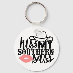 kiss My Southern Sass Funny Western Cowgirl Key Ring