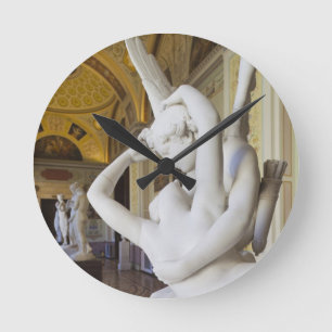 Kiss of Cupid and Psyche, by Antonio Canova 2 Round Clock