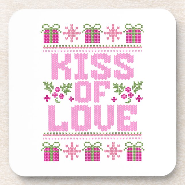 Kiss of Love for Christmas Coaster (Front)