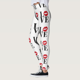 Kiss of Love Modern Red Lips Leggings