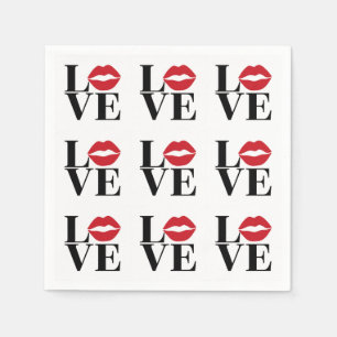 Kiss of Love Modern Red Lips Paper Napkins