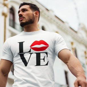 Kiss of Love Red Lips Boyfriend Modern T-Shirt