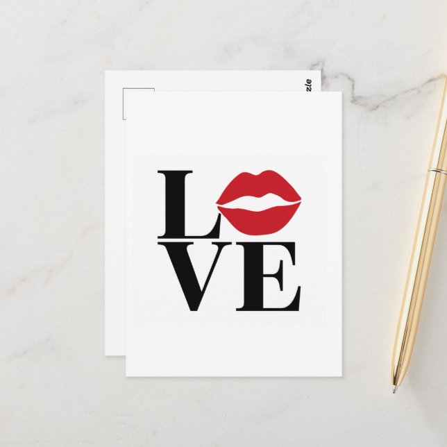 Kiss of Love: Red Lips Edition Post Card (Front/Back In Situ)