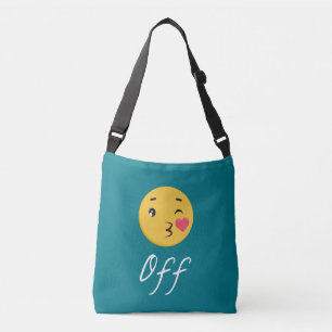 Kiss Off Emogi Funny Sarcastic Humour Trendy Crossbody Bag