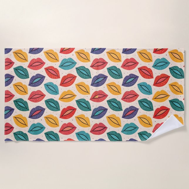 Kiss Pattern Beach Towel (Front)