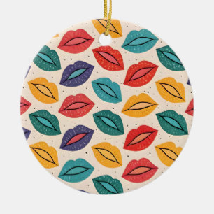 Kiss Pattern Ceramic Ornament