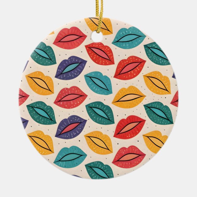 Kiss Pattern Ceramic Ornament (Front)