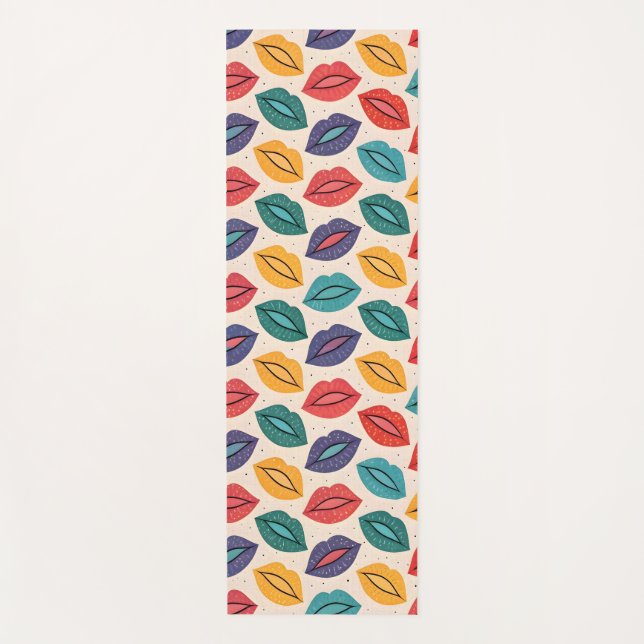 Kiss Pattern Yoga Mat (Front)