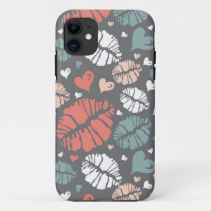 Kiss Print And Heart Pattern iPhone 11 Case