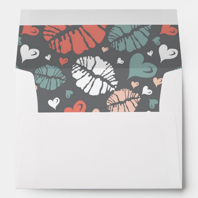 Kiss Print And Heart Pattern Envelopes (Back (Bottom))