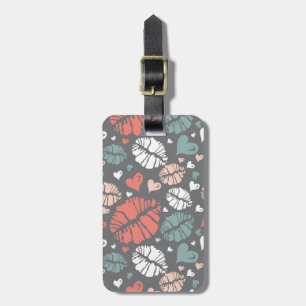 Kiss Print And Heart Pattern Luggage Tag