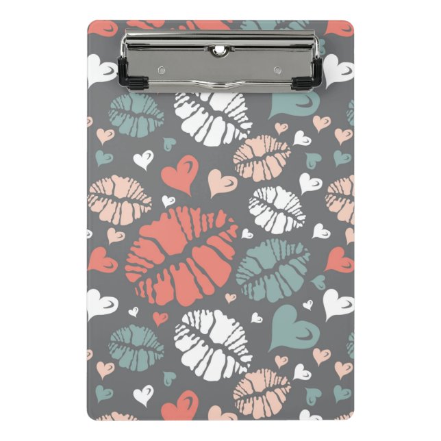 Kiss Print And Heart Pattern Mini Clipboard (Front)