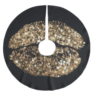 Kiss print: gold shimmer vintage. brushed polyester tree skirt