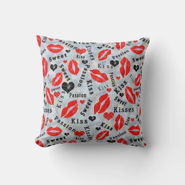 Kiss, red lips. cushion (Front)