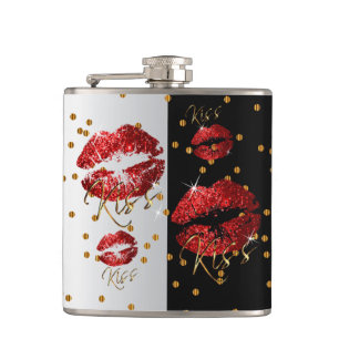Kiss Red Lips Hip Flask