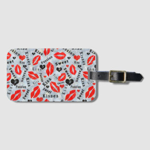 Kiss, red lips. luggage tag