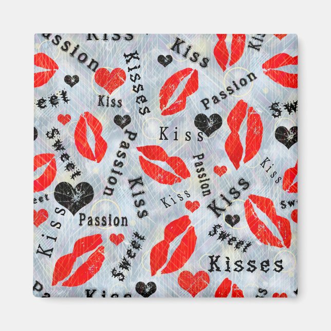 Kiss, red lips. magnet (Front)