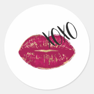Kiss Red Lips XOXO Classic Round Sticker