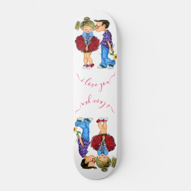 Kiss - Romantic Couple - Love - Valentine's Day Skateboard (Front)