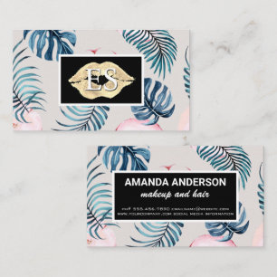 Kiss Stain Monogram Palm Tropical Leaves Business Card