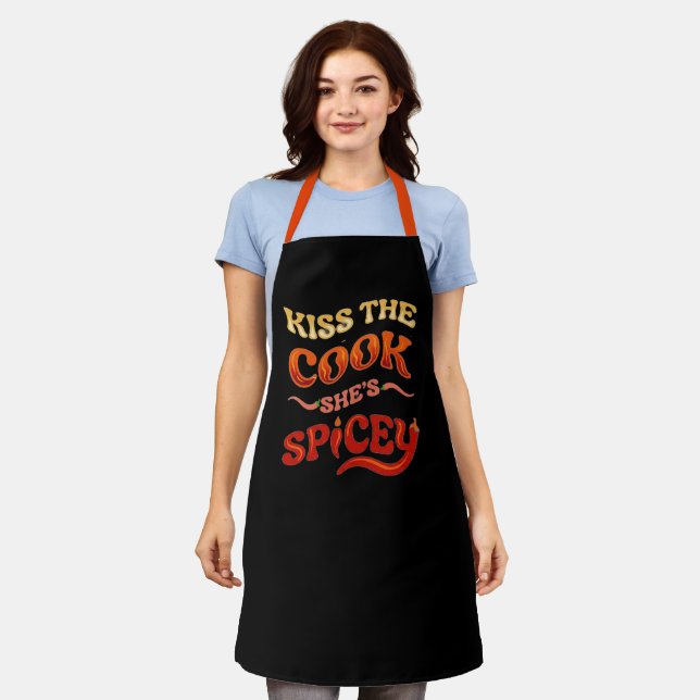 Kiss The Chef Apron - Custom Name Funny BBQ Gift (Worn)