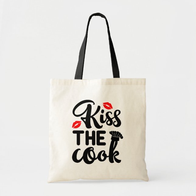 Kiss the Cook, Baker, Cooking, Chef, Kitchen, Tote Bag (Front)