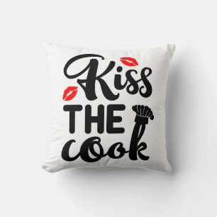 Kiss The Cook, Baker Funny Baking Kitchen Cooking Cushion