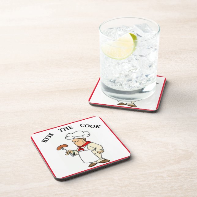 "KISS THE COOK" CHEF COASTER (Right Side)
