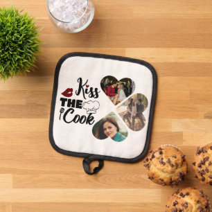 kiss the cook custom photo and text  pot holder