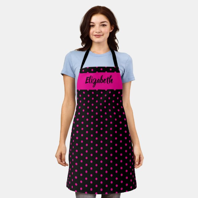 Kiss The Cook Food Chef Kitchen Baker Polka Dots Apron (Worn)