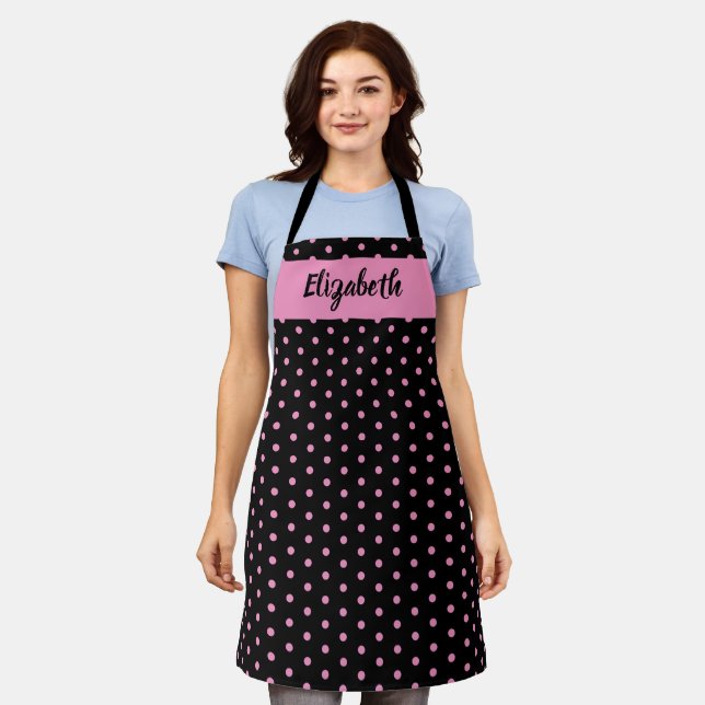 Kiss The Cook Food Chef Kitchen Baker Polka Dots Apron (Worn)